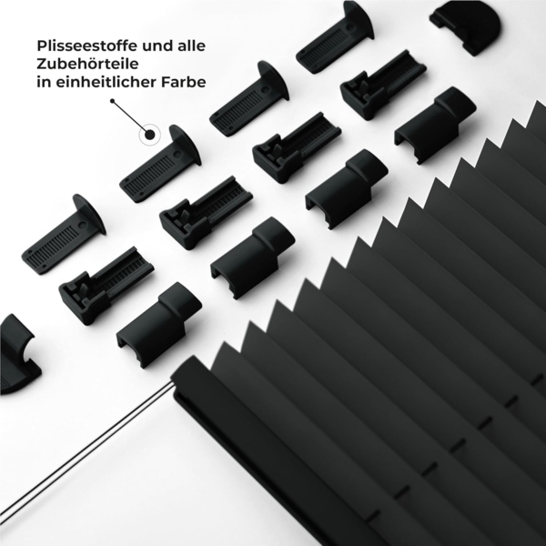 Sonello Plissee Klemmfix ohne Bohren 100x120 cm Schwarz Faltrollo Plisseerollo Jalousie für Tür & Fenster Blickdicht Sichtschutz Sonnenschutz Fertifplissee Rollo Bild 2