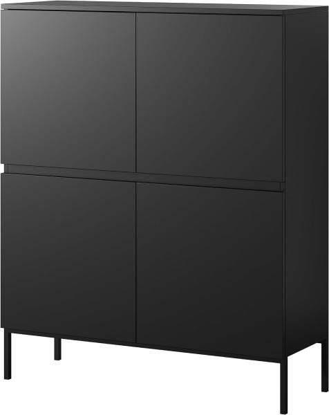 Selsey Bemmi - Highboard Hochkommode 4-türig, Schwarz, 100 cm