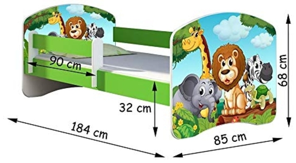 ACMA Kinderbett Jugendbett mit Einer Schublade und Matratze Grün mit Rausfallschutz Lattenrost II 140x70 160x80 180x80 (32 Ritter, 180x80) Bild 3