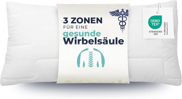 ZOLLNER Kopfkissen, Füllung: 100% Polyurethan-Luftzellenstäbchen, Rückenschläfer, Seitenschläfer, Bauchschläfer, 40 x 80 cm, 100% Polyester, vom Hotelwäschespezialisten