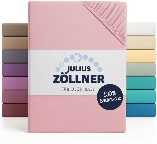Julius Zöllner Jersey Spannbetttuch Doppelpack für das Kinderbett, Gr. 60x120 / 70x140, rosa