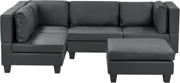 Beliani 'Unstad' Sofa, Schwarz, Kunstleder, 72 x 152 x 228 cm, mit Ottomane, Rechts