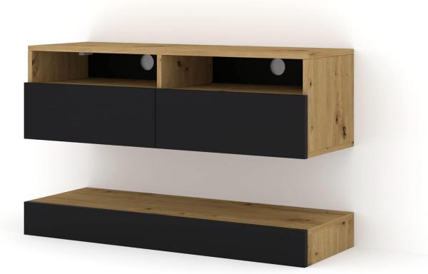 TV-Schrank DUO 100 cm hängend, Artisan-Eiche / schwarze Matte