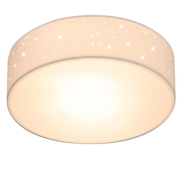 monzana Deckenleuchte, Sternenhimmel Rund, 1-Flammig, E27, Stoffschirm Weiß, Ø 30 x 12,5 cm