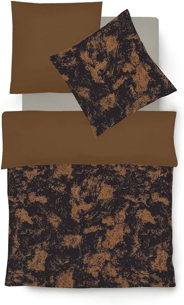Fleuresse Black Premium Mako-Brokat-Damast Bettwäsche mit Uni Wendeseite 484312 messing