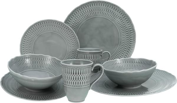 CreaTable 33067 Kombiservice Sofia für 2 Personen, Porzellan, grau (1 Set, 8-teilig)