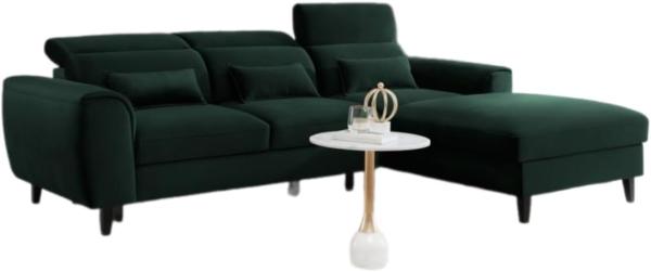 Designer Sofa Forino mit Schlaf- und Klappfunktion Grün Rechts