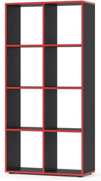 Vicco Raumteiler Standregal Bücherregal 8 Fächer Scutum Schwarz/Rot Hochregal