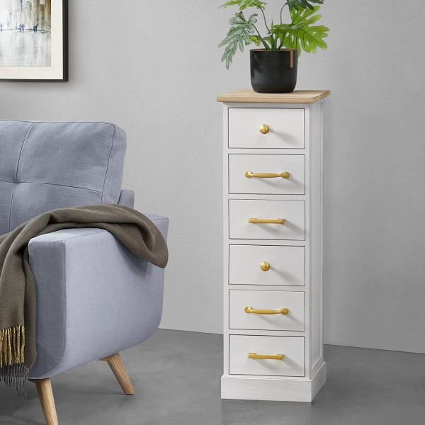 Kommode Salo mit 6 Schubladen 91 x 29 x 27 cm Weiß [en. casa]