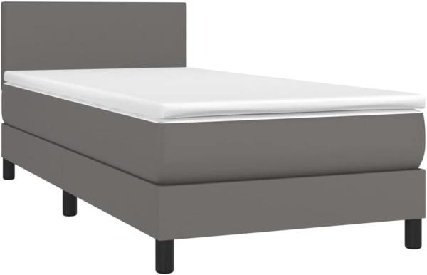 vidaXL Boxspringbett mit Matratze & LED Grau 90x190 cm Kunstleder 3134079