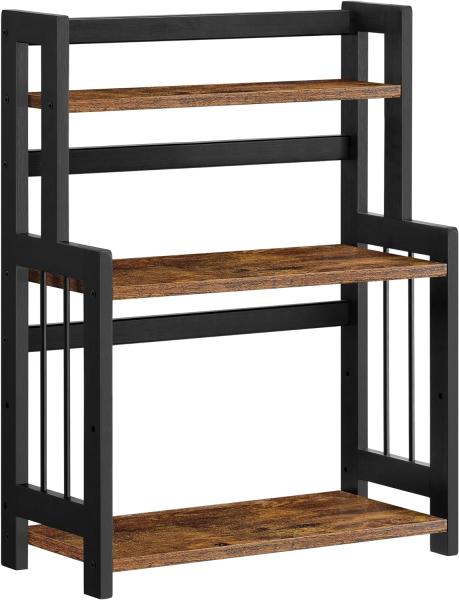 Songmics Aufbewahrungsregal mit 3 Ebenen, Bambusgestell vintagebraun-schwarz, 41 x 18 x 53 cm