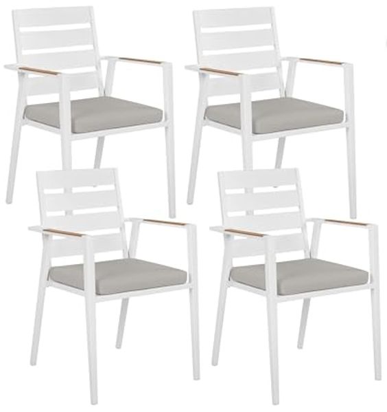 Set mit 4 Stühlen und Sitzkissen TAVIANO Metall Grau