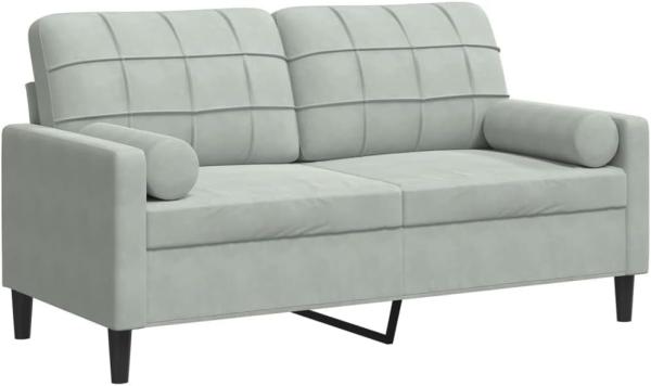 2-Sitzer-Sofa mit Zierkissen Hellgrau 140 cm Samt 3278219