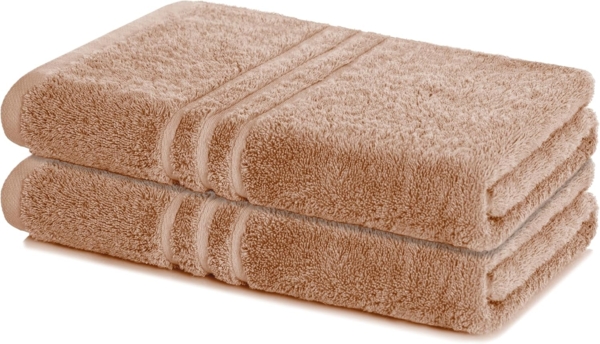 Lavea Duschtuch Elena, 70x140cm aus 100% Baumwolle im edlen Design (Set, 2-St), weiche & saugstarke Duschtücher, pflegeleichtes Duschtuch-Set