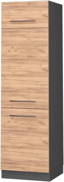 Vicco Küchenschrank Küchenmöbel Küchenzeile Fame-Line modern Küche Einbauküche Blende Unterschrank Hochschrank Hängeschrank (Anthrazit-Goldkraft, Kühlumbauschrank 60 cm)