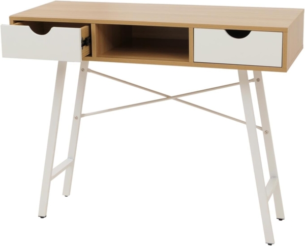 Konsolentisch HWC-E92 3D-Struktur 100x40 cm naturbraun weiß Bild 8