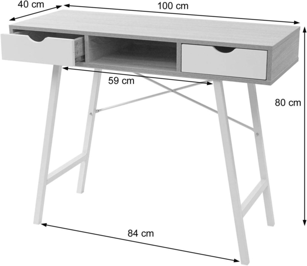 Konsolentisch HWC-E92 3D-Struktur 100x40 cm naturbraun weiß Bild 3
