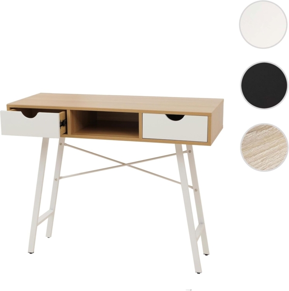 Konsolentisch HWC-E92 3D-Struktur 100x40 cm naturbraun weiß Bild 6