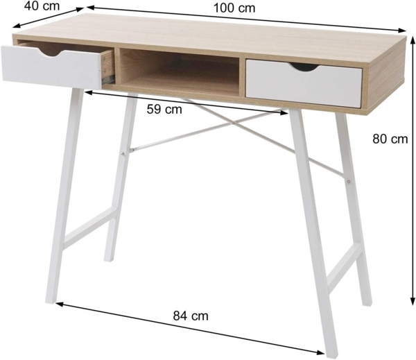 Konsolentisch HWC-E92 3D-Struktur 100x40 cm naturbraun weiß Bild 7