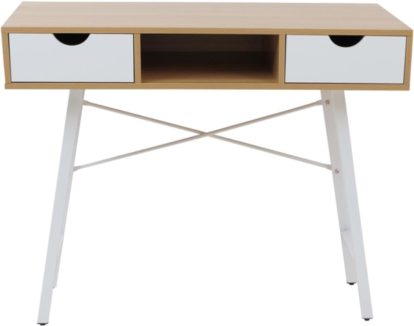 Konsolentisch HWC-E92 3D-Struktur 100x40 cm naturbraun weiß Bild 9