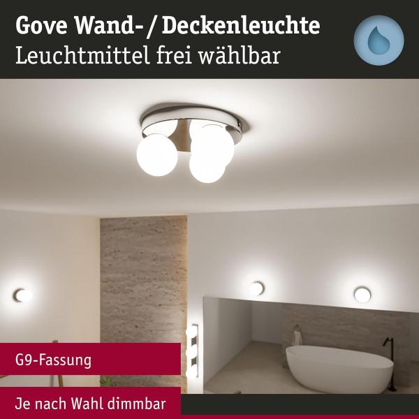 Paulmann 71062 Selection Bathroom Deckenleuchte Gove Chrom Satin 3-flammig G9 IP44 Bild 4