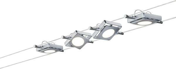 Paulmann No. 94107 Seilsystem-Set LED, 4x4W, MacLED 230V/12V DC Chrom matt