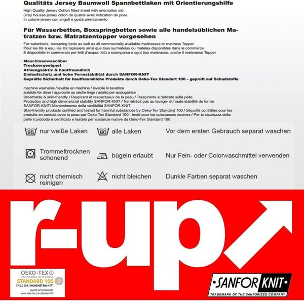 r-up Beste Spannbettlaken 180x200-200x220 bis 35cm Höhe natur 95% Baumwolle / 5% Elastan 230g/m² Bild 5