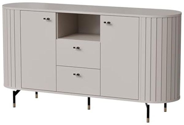 Selsey 'Zante' Sideboard 2-türig mit 2 Schubladen, graubeige, ca. 81 x 150 x 40 cm
