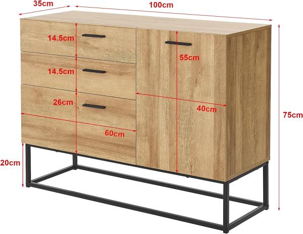 Sideboard Lavangen 75x100x35 cm Eicheoptik [en. casa] Bild 2