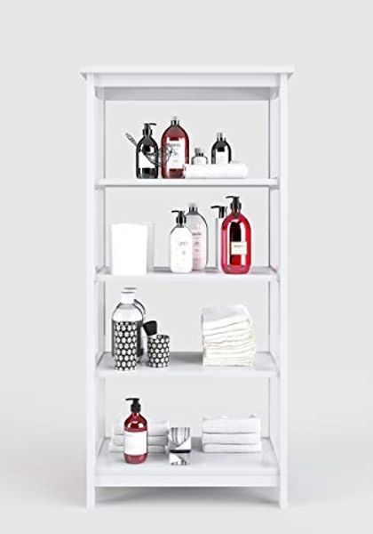 Country - Regal, Bücherregal mit 4 Böden, weiss lackiert, moderner Landhausstil