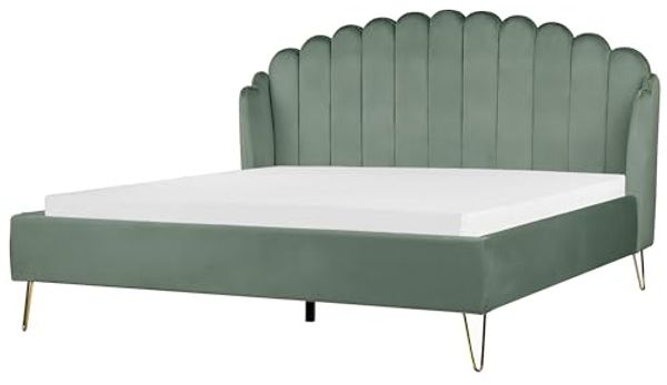 Bett mit Lattenrost AMBILLOU 180 x 200 cm Samtstoff Grün