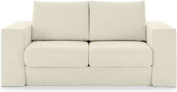 LOOKS by Wolfgang Joop Looks V-2 Designer Sofa mit Hockern und Regal, 2 Sitzer Couch, Funktionssofa, weiß, Sitzbreite 140 cm