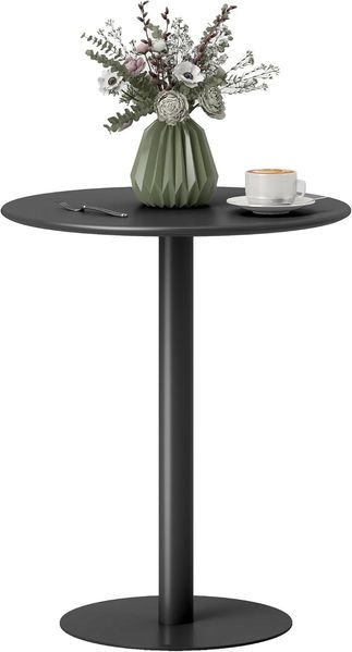 HOMCOM Esstisch Küchentisch für 2 Personen (moderner Esszimmertisch mit runder Tischplatte, 1-St, Kaffeetisch für drinnen und draußen), Stahl, 60 x 60 x 72 cm, Schwarz