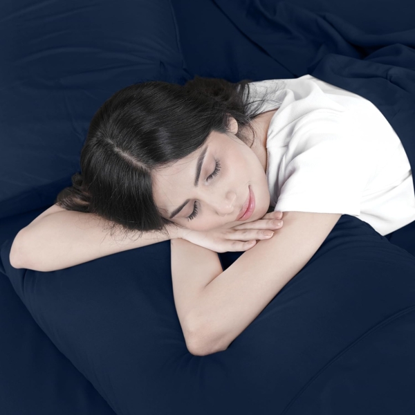 Utopia Bedding Bettwäsche-Set für King-Size-Bett, 4-teilig, gebürstete Mikrofaser, schrumpft und lichtbeständig, pflegeleicht (King-Size-Bett, Marineblau) Bild 6