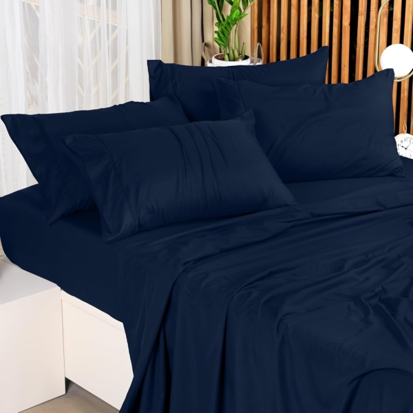 Utopia Bedding Bettwäsche-Set für King-Size-Bett, 4-teilig, gebürstete Mikrofaser, schrumpft und lichtbeständig, pflegeleicht (King-Size-Bett, Marineblau) Bild 5