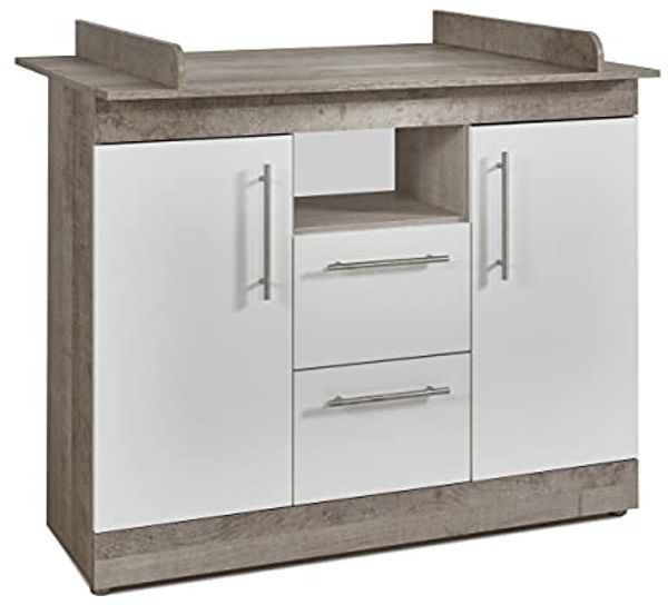 Arthur Berndt 'Selina' Wickelkommode mit abnehmbarem Wickelaufsatz Platinum Oak / Weiß