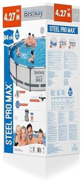 Bestway® Steel Pro MAX™ Frame Pool Set mit Filterpumpe Ø 427 x 84 cm, lichtgrau, rund Bild 5
