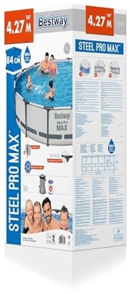 Bestway® Steel Pro MAX™ Frame Pool Set mit Filterpumpe Ø 427 x 84 cm, lichtgrau, rund Bild 6