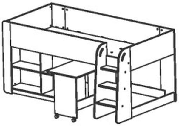 Hochbett >Hampton< in matt weiss/dunkel grau - 210x98x124 (BxHxT) Bild 7