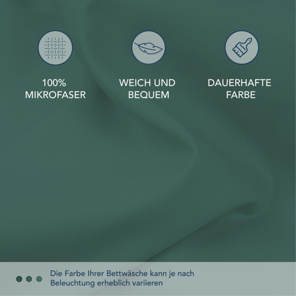 Dreamzie Spannbettlaken 80x200 cm - 35 cm Tiefe Tasche - 100% Mikrofaser Bettlaken - Petrolgrün, Schadstoffgeprüft(Oeko TEX), Bettlaken mit Gummizug Bild 4