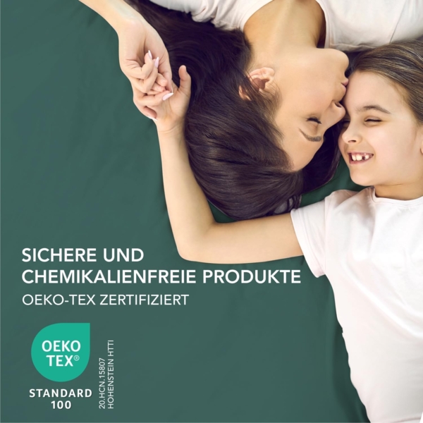Dreamzie Spannbettlaken 80x200 cm - 35 cm Tiefe Tasche - 100% Mikrofaser Bettlaken - Petrolgrün, Schadstoffgeprüft(Oeko TEX), Bettlaken mit Gummizug Bild 6