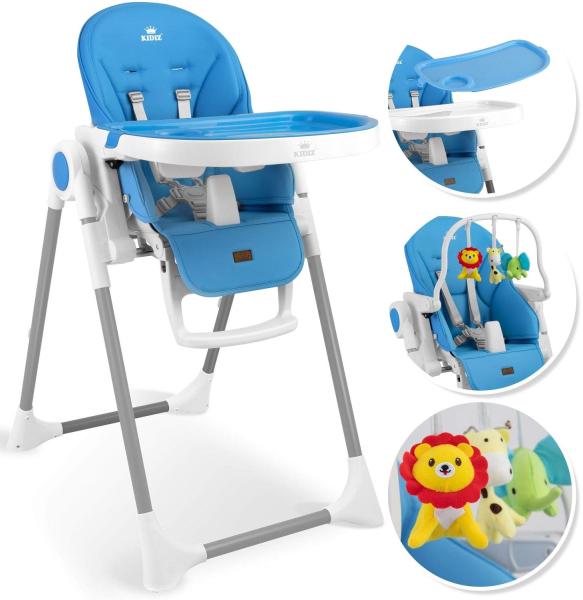 KIDIZ® 3in1 Hochstuhl Kinderhochstuhl inkl. Spielbügel , Babyliege , Kombihochstuhl Babyhochsitz ,7 höhenverstellbar Verstellbare Rückenlehne , mitwachsend ab 0 Monate bis 6 Jahre Babystuhl Blau