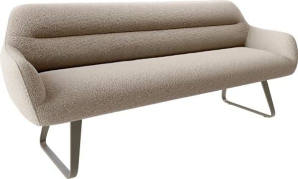 Esszimmerbank Taya-Flex 200 cm Bouclé Schlamm Kufengestell flach Effektfinish Titan Taschenfederkern