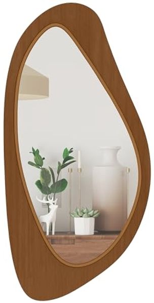 HOMCOM Wandspiegel mit Kieferfurnierrahmen (Flurspiegel, 1-St, Hängespiegel), für Schlafzimmer, Wohnzimmmer, Naturholz
