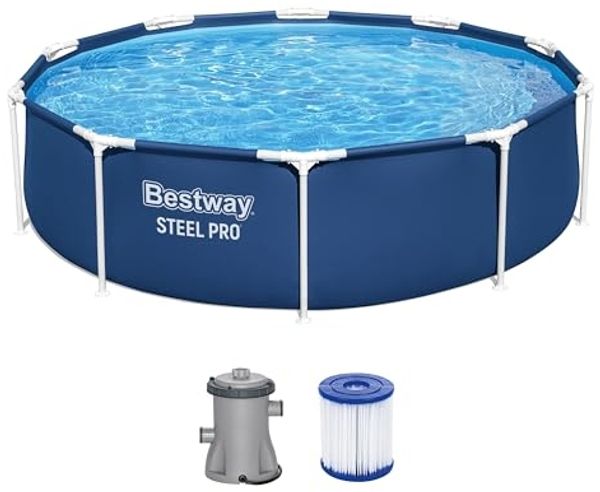 Steel Pro™ Frame Pool Set mit Filterpumpe Ø 305 x 76 cm, dunkelblau, rund