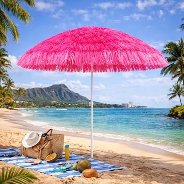 Hawaii Sonnenschirm Gartenschirm Strandschirm Ø1,6m Pink knickbar