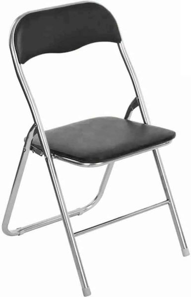 BAKAJI Set mit 6 gepolsterten Stühlen, faltbar, platzsparend, mit Rohrgestell aus Metall, PVC, modernes Design für Esszimmer, Küche (schwarz)
