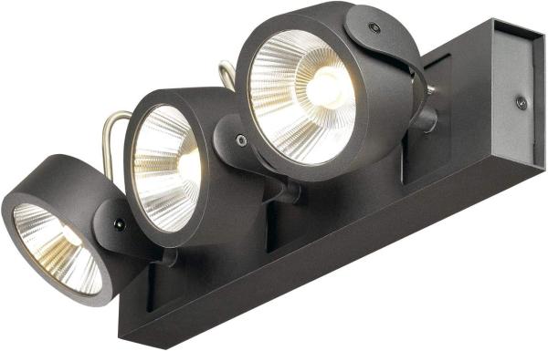 SLV No. 1000131 KALU LED 3 Wand- und Deckenleuchte schwarz 3000K 60°