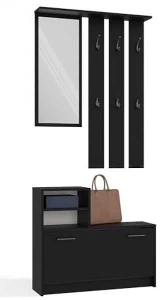 TOPESHOP GARDEROBEN-SET TRAUMGARDEROBE Laminierte Spanplatte Schwarz 180cm (H 180 x T 24 x B 85 cm)