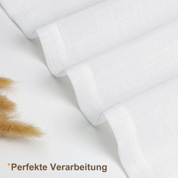 CUCRAF Leinenoptik Voile Vorhänge mit Ösen Gardine für Schlafzimmer Wohnzimmer,Weiß H242 x B132,2er Set Bild 5